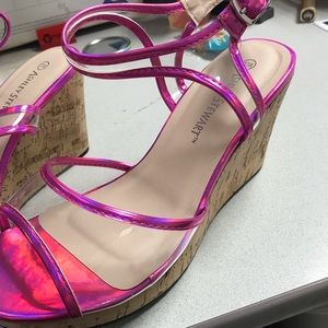 Ashley Stewart hot pink and clear wedges size 10w